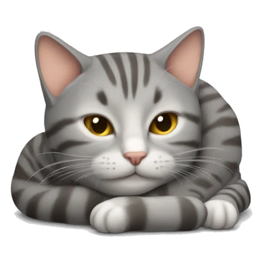 cat sleeping gray tabby sticker