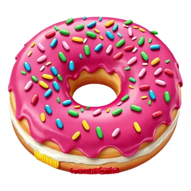 Apple device donut emoji but pink instead of chocolate  sticker