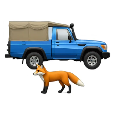 Fox driving a blue toyota landcruiser 70series sticker