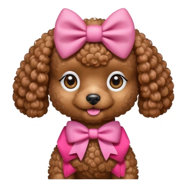 Brown toy poodle with pink bow sticker