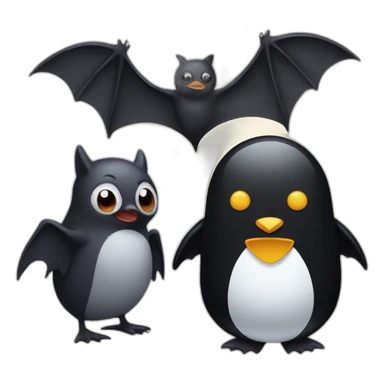 Bat and a penguin sticker