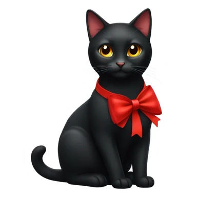 black cat with red bow sticker