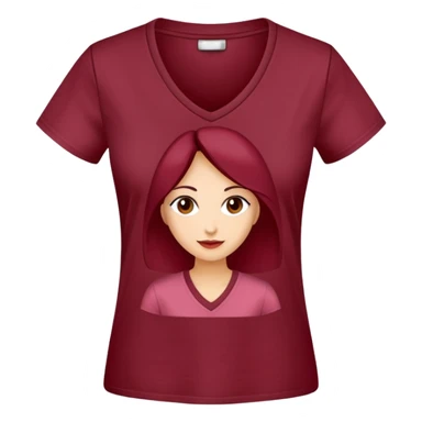 women's wine red cotton t-shirt with V-neck, feminine cut, no background, only the clothing item sticker