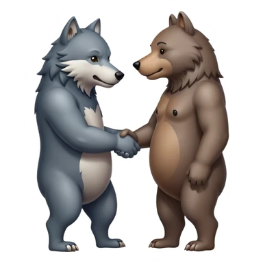 Wolf and Bear shake hands sticker