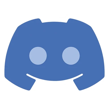 Create a very simple flat color clip art style Discord logo using the three blue shades from the palette. The design should be minimal and clean with no text, on a transparent background. sticker