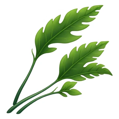 2-3 long leaves simple design green seaweed sticker