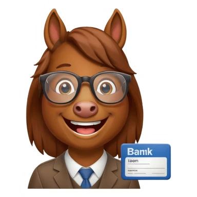 Laughing horse who is a smart bank clerk but laughing sticker