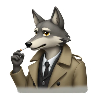 Wolf wearing a trench coat smoking a cigarette sticker