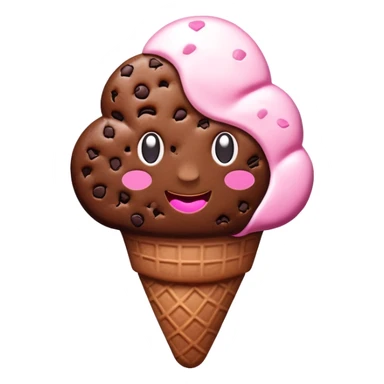 make chocolate cookie emoji with pink, white, and brown ice cream, like cookies boom sticker