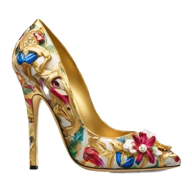 Dolce and Gabbana high heels with colourful print and golden detais  sticker