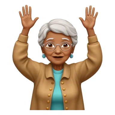 Old lady hands up raise the roof dancing  sticker