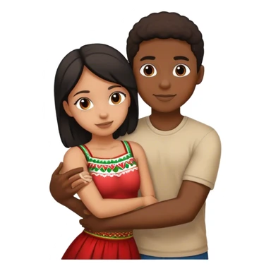 Black boy with his arms around a Mexican girl sticker