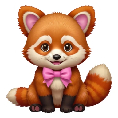 baby Red panda wearing a pink bow sticker