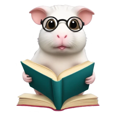 Hairless guinea pig reading a book sticker