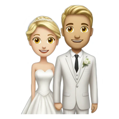 white couple people wedding sticker