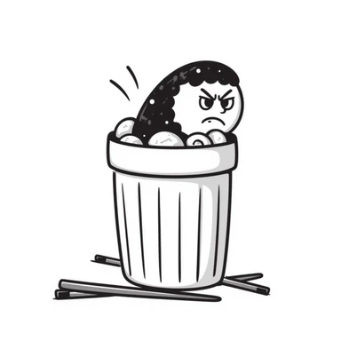 hand-drawn sushi trash sticker