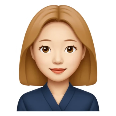 “Cartoon emoji of Gong Hyo-jin, long narrow face, sharp jawline, small almond eyes, high nose bridge, elegant smile, minimal makeup, refined aura” sticker