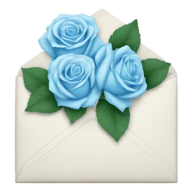 White envelope with light blue roses sticker
