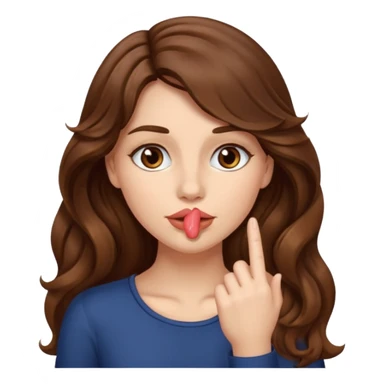 I want her hair to be long, wavy, brown, and fair-skinned, and for her to put her finger on her lips. sticker