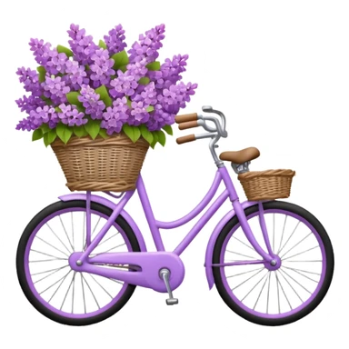lilac bicycle with lilac flower basket sticker
