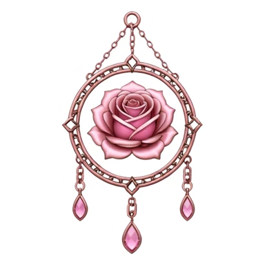 Rose-pink-metal-chained romantic delicate fine pretty suncatcher  sticker
