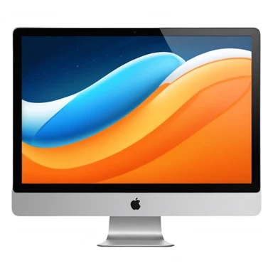 Orange iMac computer with lock screen sticker