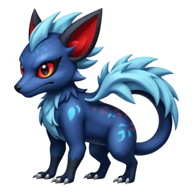 Colorful esoteric shiny glowing scaly scary cool badass edgy Zorua-Absol-Salandit-fusion (full body) sticker