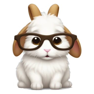 white fluffy bunny with glasses cuddling brown fluffy bunny WITHOUT glasses sticker