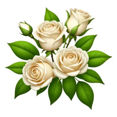 bouquet White Tea Rose, luxuriant, leaf, bud sticker