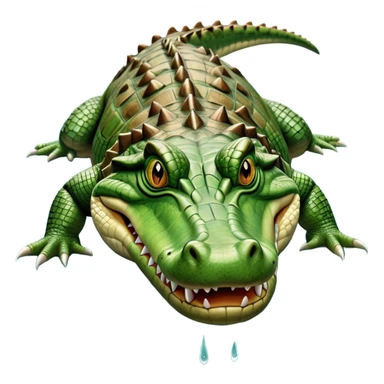 cinematic-crocodile-realistic-full-body-on all fours-emoji,-massive-scaled-body-partially-submerged-in-shallow-water,-head-tilted-dramatically,-rough-green-and-brown-hide-textured-with-deep-ridges,-simplified-yet-realistic-focused-features, head held high sticker