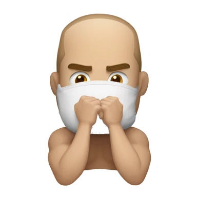 mma fighter hiding his face using hands screaming sticker