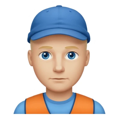 Homme fort blond chauve casquette yeux bleu sticker