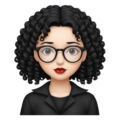 curly gothic girl with glasses sticker