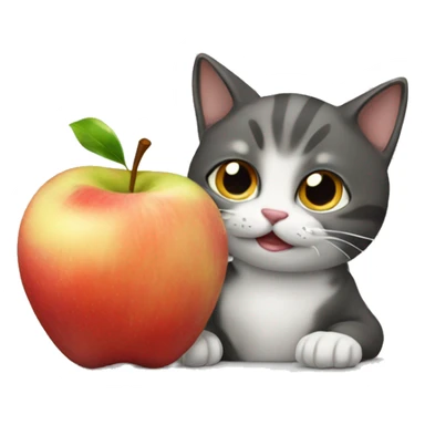 Cat eating an apple sticker