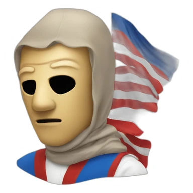 Man with mask of palastine drapeau sticker