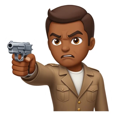 Angry man pointing fake gun straight ahead sticker