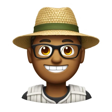 nerd with large teeth and with a rice farmer hat sticker