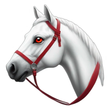 White horse with red eyes in black suit, portrait sticker