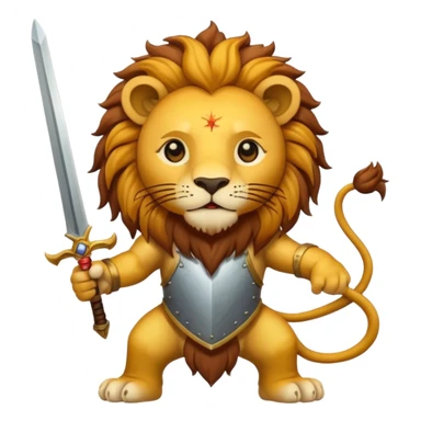 Please create a lion holding a sword with a sun behind the lion? sticker