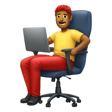 My friend sitting in his computer chair with really red legs  sticker