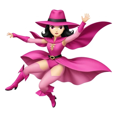 Pink zorro woman flying sticker