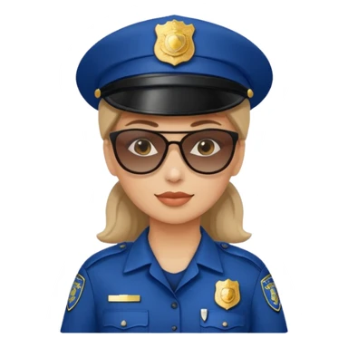 woman police with hair style and hats and sun glasses sticker