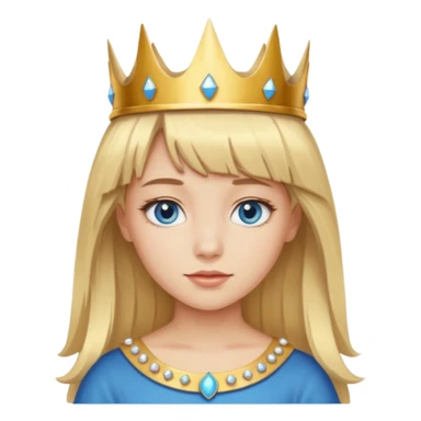 simple Blonde girl with bangs and blue eyes, and a simple crown sticker