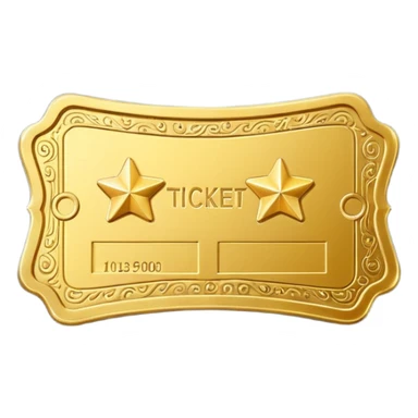 A cute 3D Stylized icon of Golden Ticket with a Star sticker