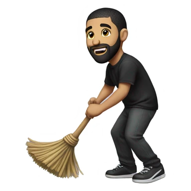 drake doing a dance while holding a broom sticker