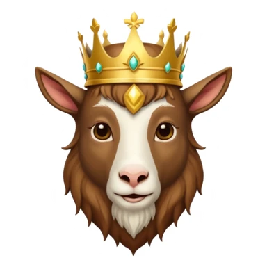 a goat with a king crown sticker