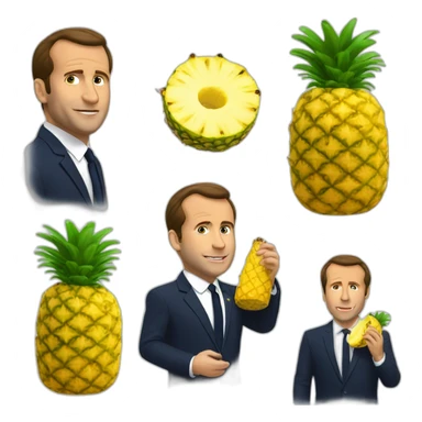 macron eating ananas sticker