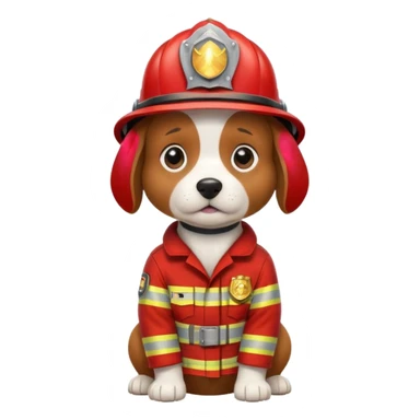 dog dressed as fireman sticker