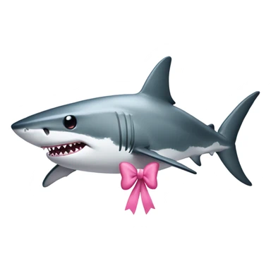 A great white shark with long eye lashes and a pink bow sticker