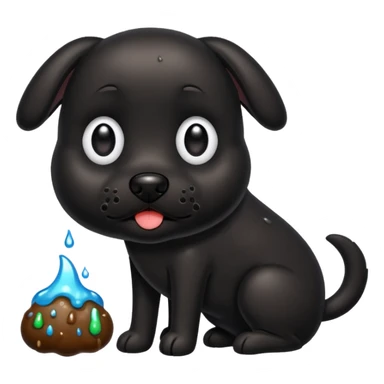 Black dog with poop sticker